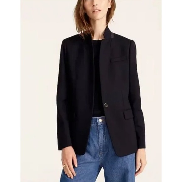 J. Crew Jacket Regent Blazer Wool Single Button Blazer Women's Size 2 Black - Picture 1 of 10